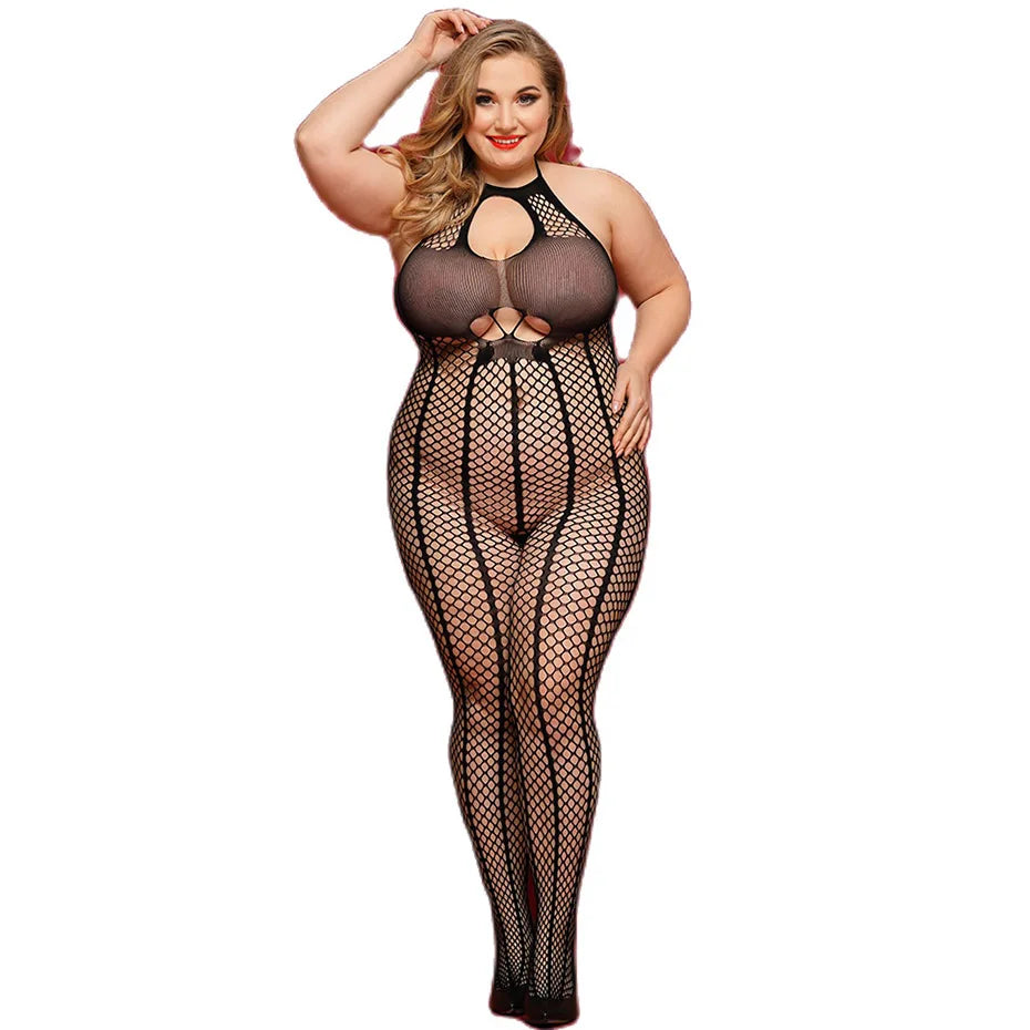 JSY Playful Lace Bodysuit - Plus Size Sheer Lingerie