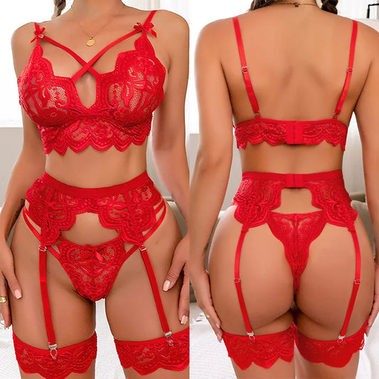 Seductive Floral Lace Babydoll Set