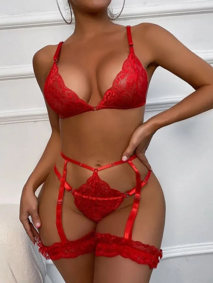 Seductive Floral Lace Babydoll Set