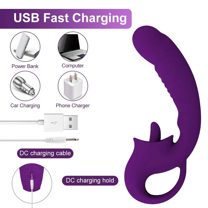 Clitoris Tongue Licking & G-Spot Vibrator